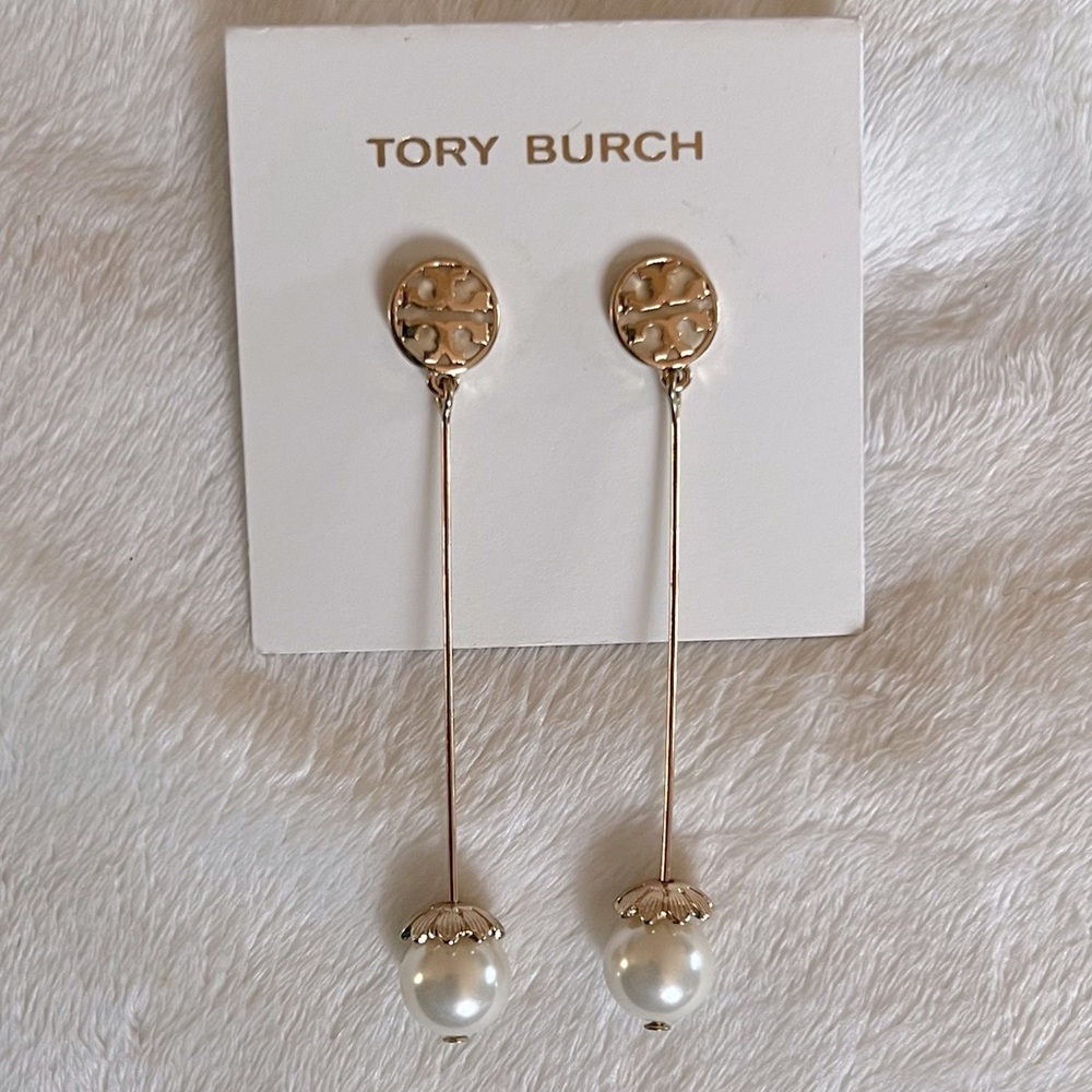 Tory Burch Drop Dangles with Pearls and Gold NEW
